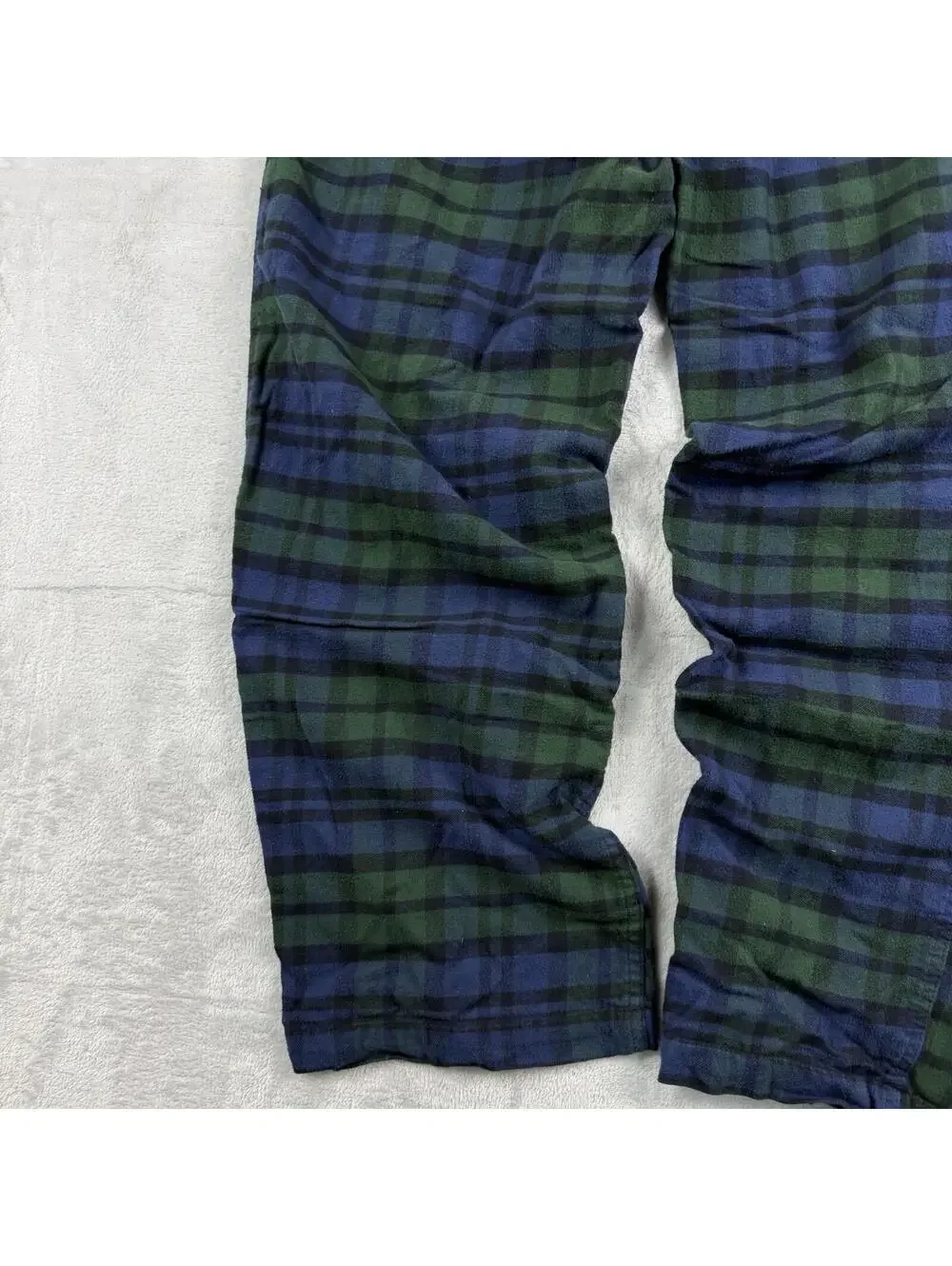 Roots Blackwatch Plaid Pajama Lounge Pants Men L Blue Green Flannel Home Casual